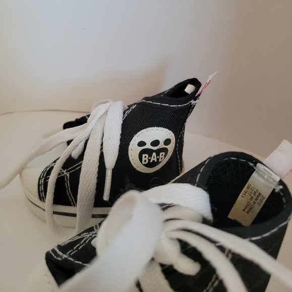 BUILD A BEAR Workshop Black White High Top Lace Up Converse Style Soft Sneaker - Picture 2 of 4